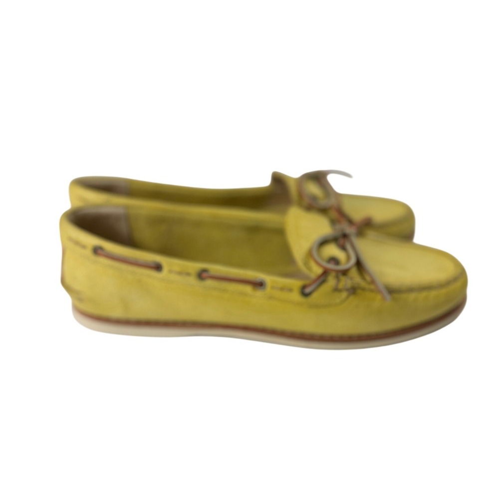 Frye Quincy Tie Yellow Leather Boat Shoes Loafers‎ Mens Size 10M 72548